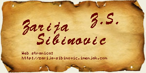 Zarija Sibinović vizit kartica